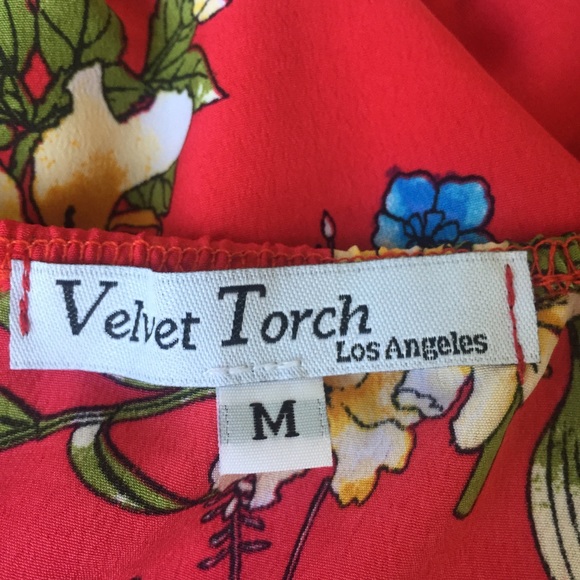 Velvet Torch Red Floral Halter Dress Medium - Picture 6 of 7